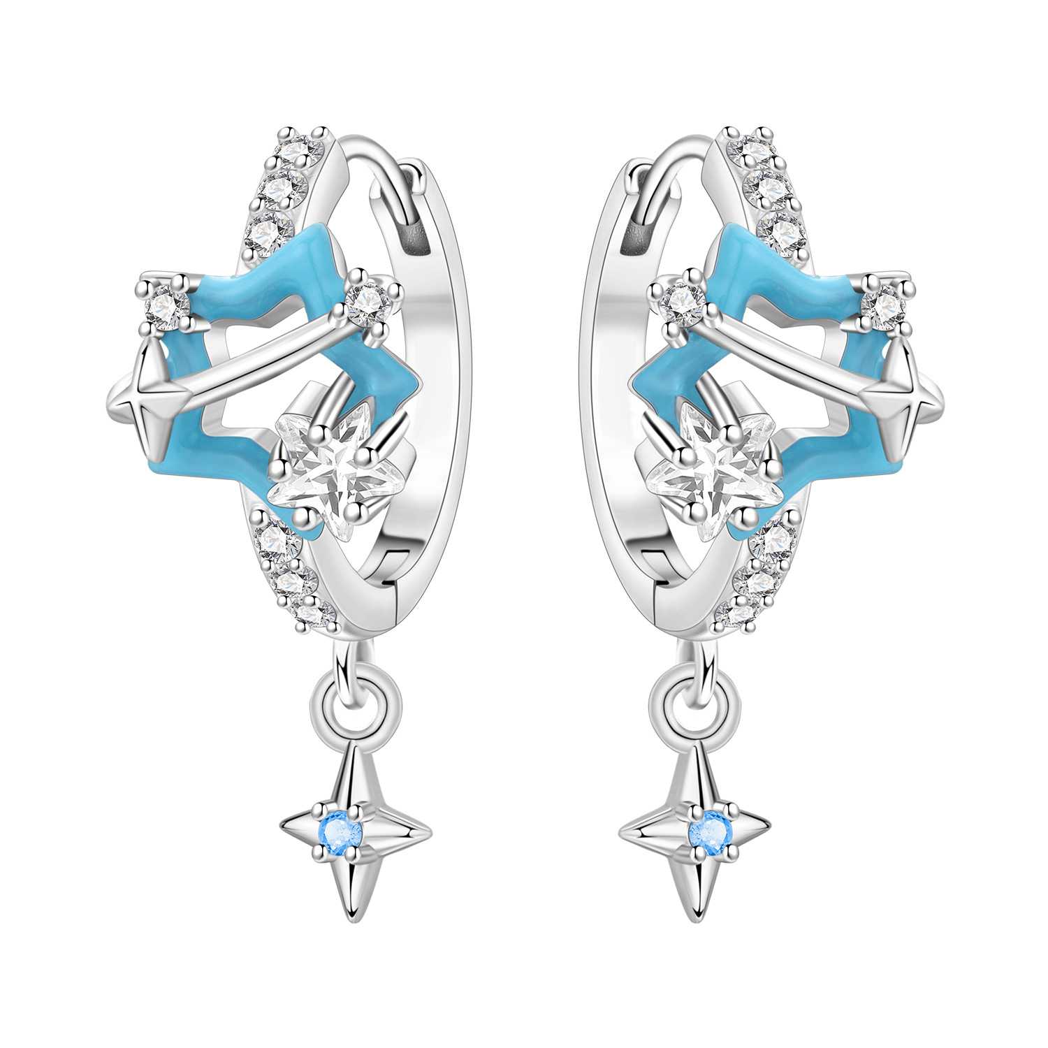 2026 S925 Pure Silver Multiple styles of star and moon earrings Zircon Earrings