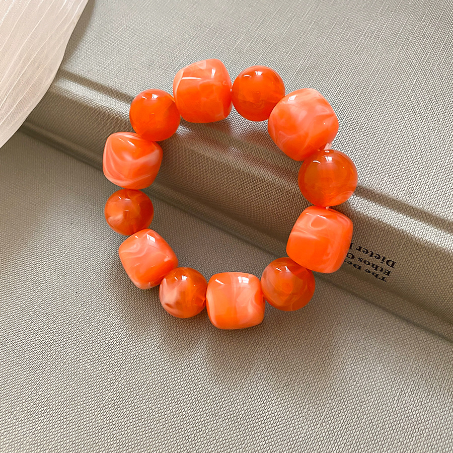Multiple acrylic resin material geometric irregular circular bead bracelets