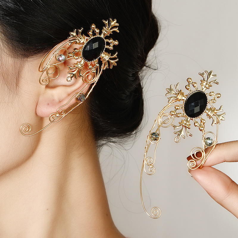 [Copy]Alloy Material multiple styles 1 pair of Zircon Elf Leaf without ear holes ear clips ear hooks