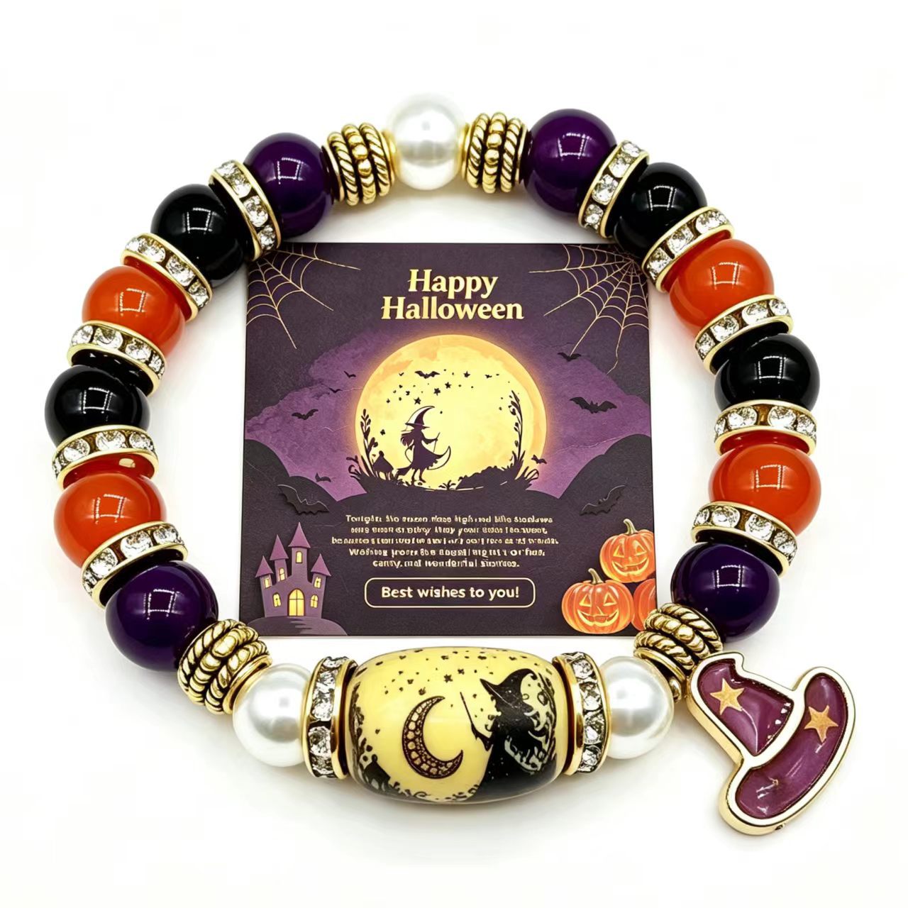 Multiple 10MM mixed material Christmas themed and Halloween themed bracelets