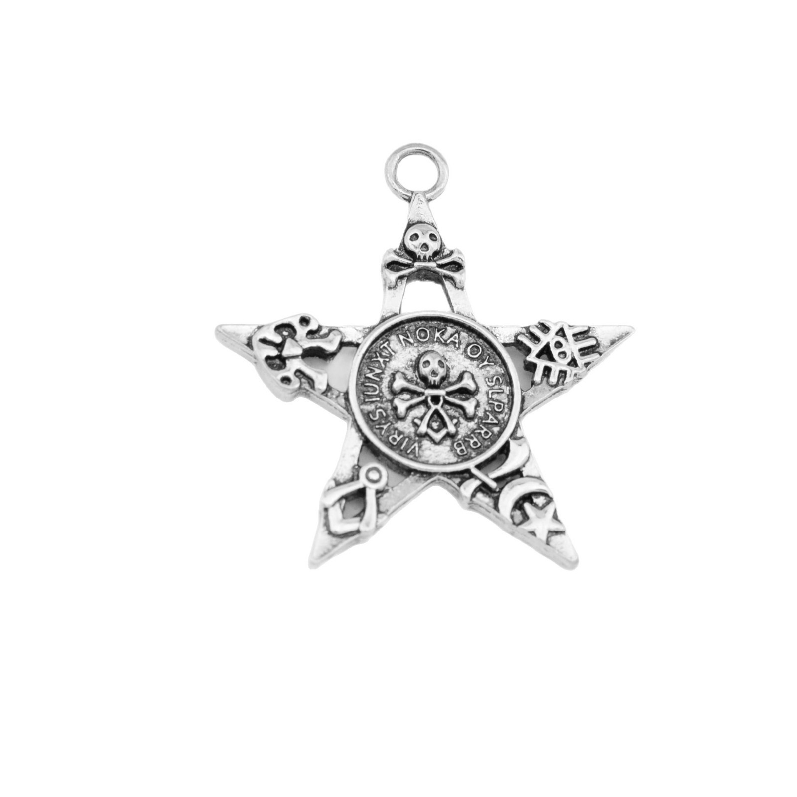 Alloy Material 55 CM Hip hop Rotating Pentagram Pendant Necklace