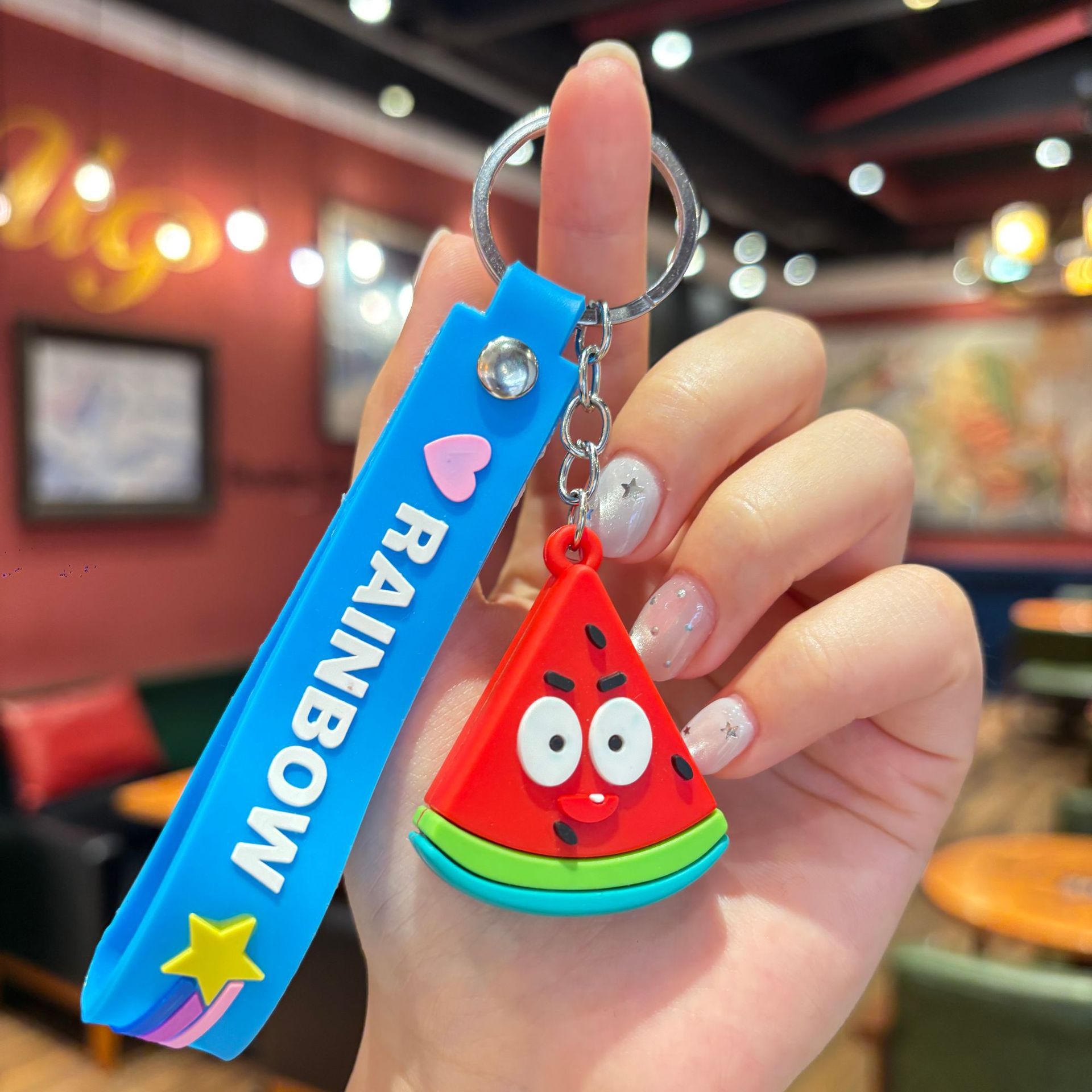 Synthetic resin plastic Eco-friendly PVC multiple simulation watermelon grape fruit shape keychains