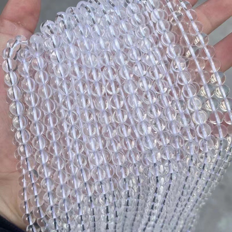 Multiple Sizes Single Circle white quartz Natural Crystal Bracelet