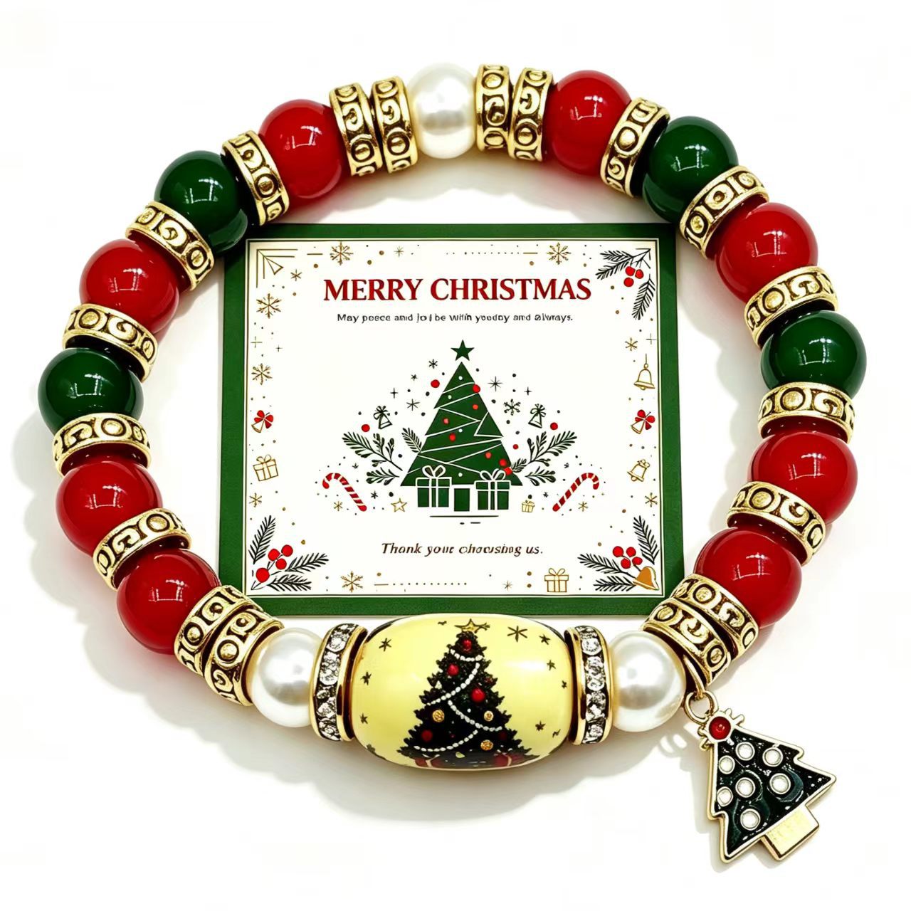 Multiple 10MM mixed material Christmas themed and Halloween themed bracelets