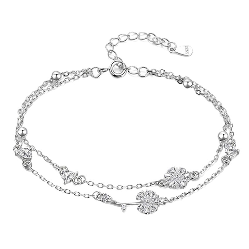 S925 2.65g 16cm+3.5cm extended chain sterling silver Dandelion zircon Bracelet