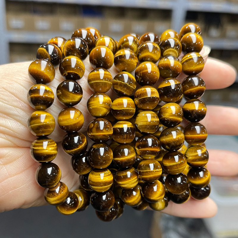 Multiple Sizes Single Circle Yellow tiger eye stone Natural Crystal Bracelet