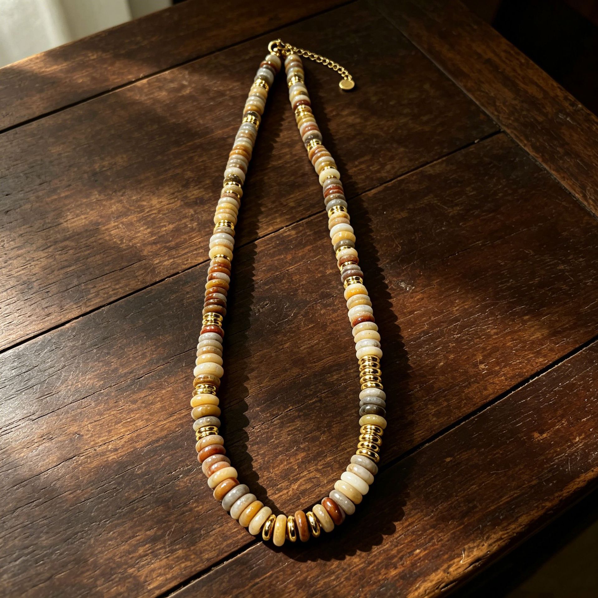 Bohemian style hand polished crystal powder crystal spacer bead collarbone necklace