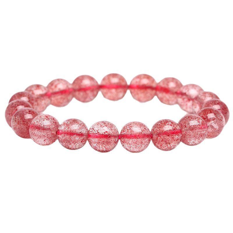 Multiple Sizes Single Circle strawberry quartz Natural Crystal Bracelet
