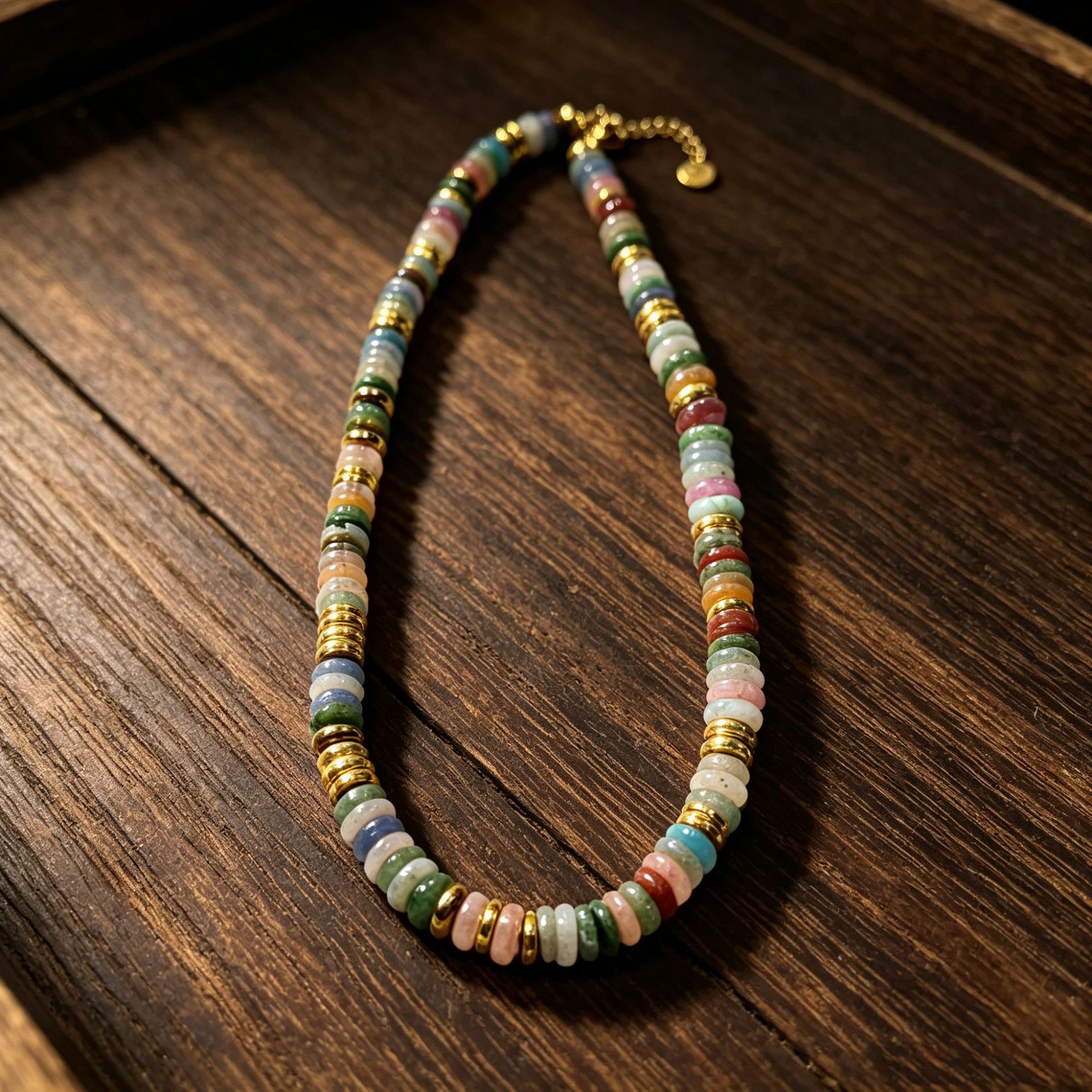 Bohemian style hand polished crystal powder crystal spacer bead collarbone necklace