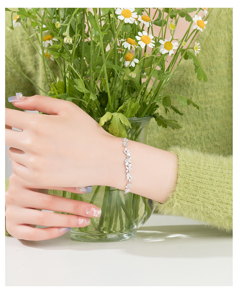 S925 2.75g 16cm+3.5cm extended chain sterling silver Wisteria zircon Bracelet