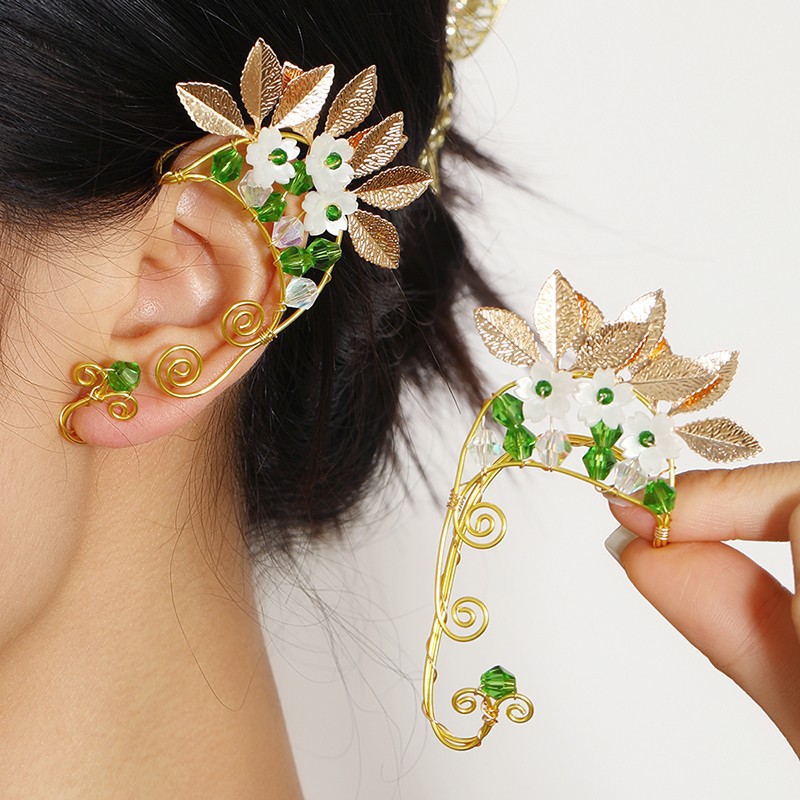 [Copy]Alloy Material multiple styles 1 pair of Zircon Elf Leaf without ear holes ear clips ear hooks