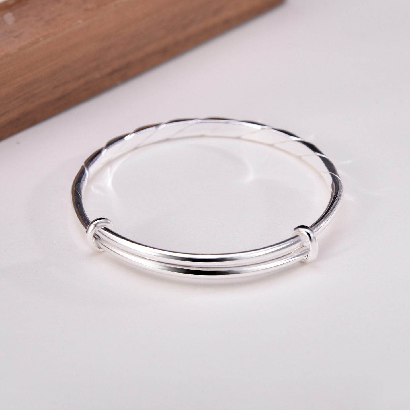 S990 18g Pure silver Floating light diamond face push-pull bracelet