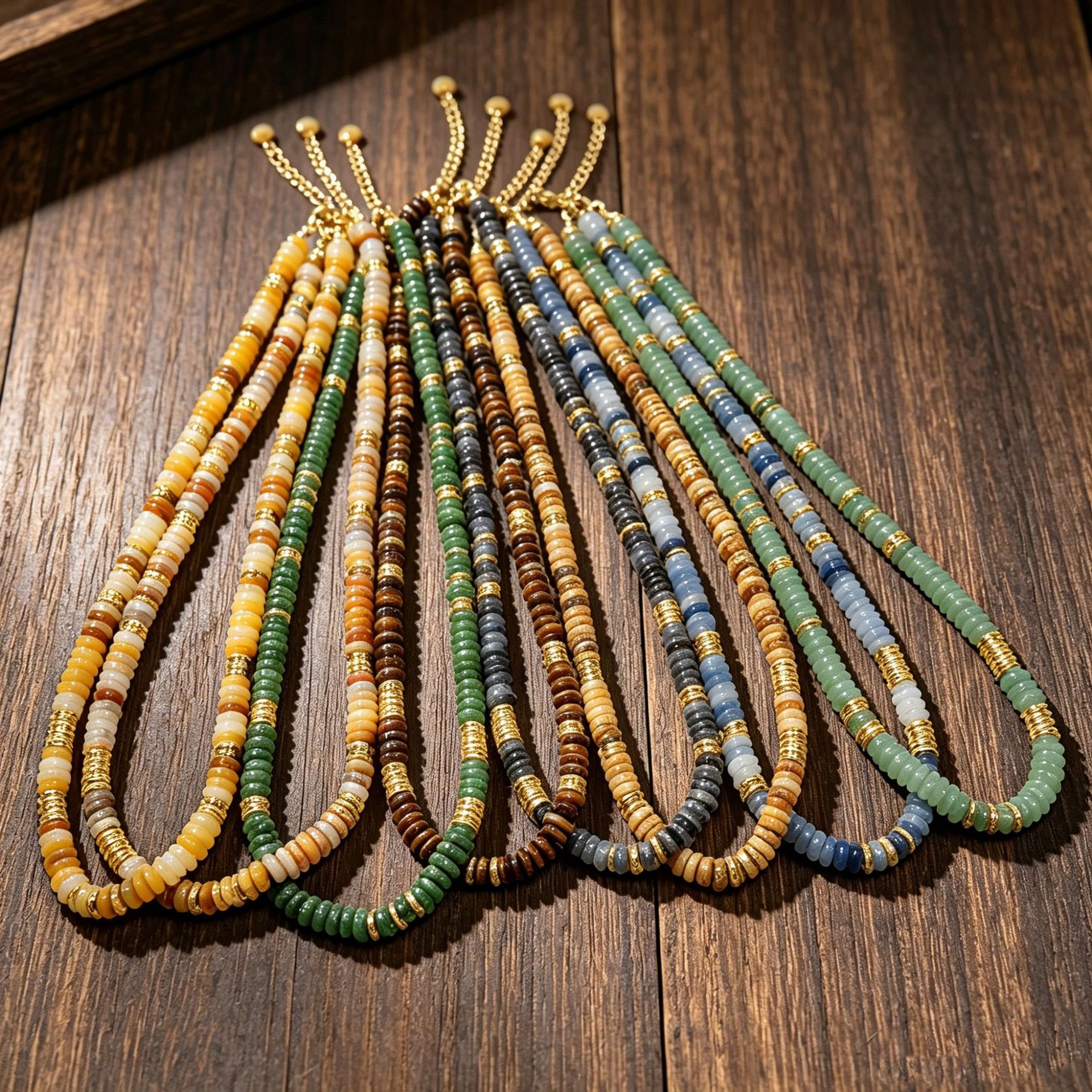 Bohemian style hand polished crystal powder crystal spacer bead collarbone necklace