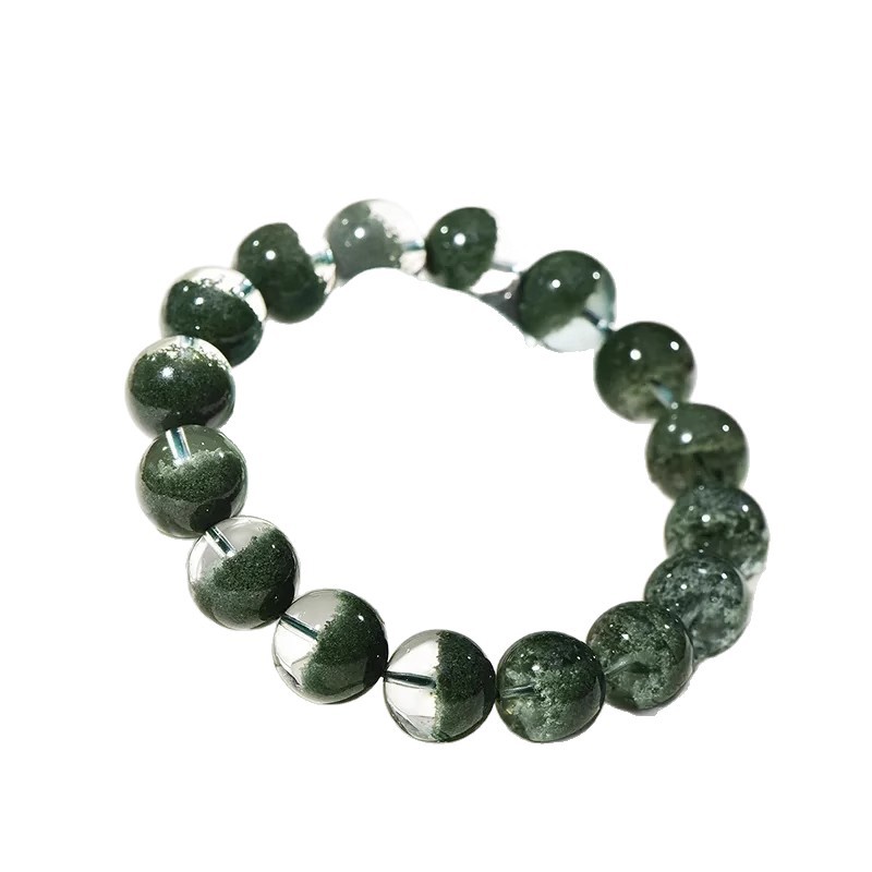 Multiple Sizes Single Circle Brazilian Green Ghost Treasure Pot Natural Crystal Bracelet