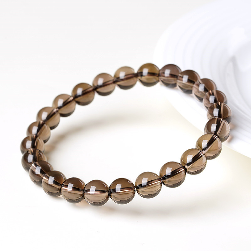 Multiple Sizes Single Circle Tea Crystal Smoke Crystal Natural Crystal Bracelet