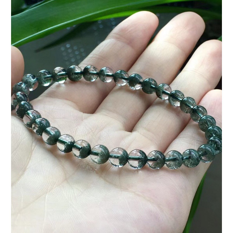 Multiple Sizes Single Circle Brazilian Green Ghost Treasure Pot Natural Crystal Bracelet