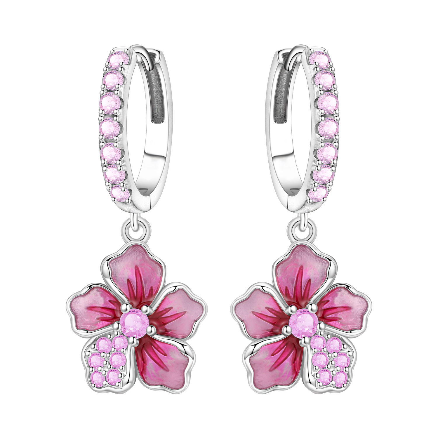 2026 5 style S925 Pure Silver New Hydrangea Flower Earrings Zircon Earrings