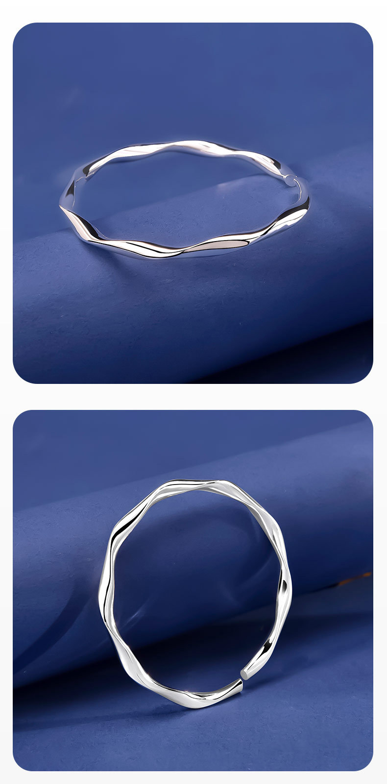 S990 22g Pure silver Endless Love M ö bius Opening Bracelet