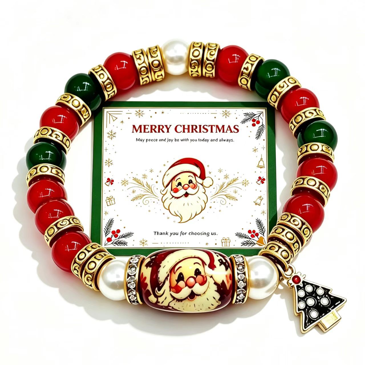 Multiple 10MM mixed material Christmas themed and Halloween themed bracelets