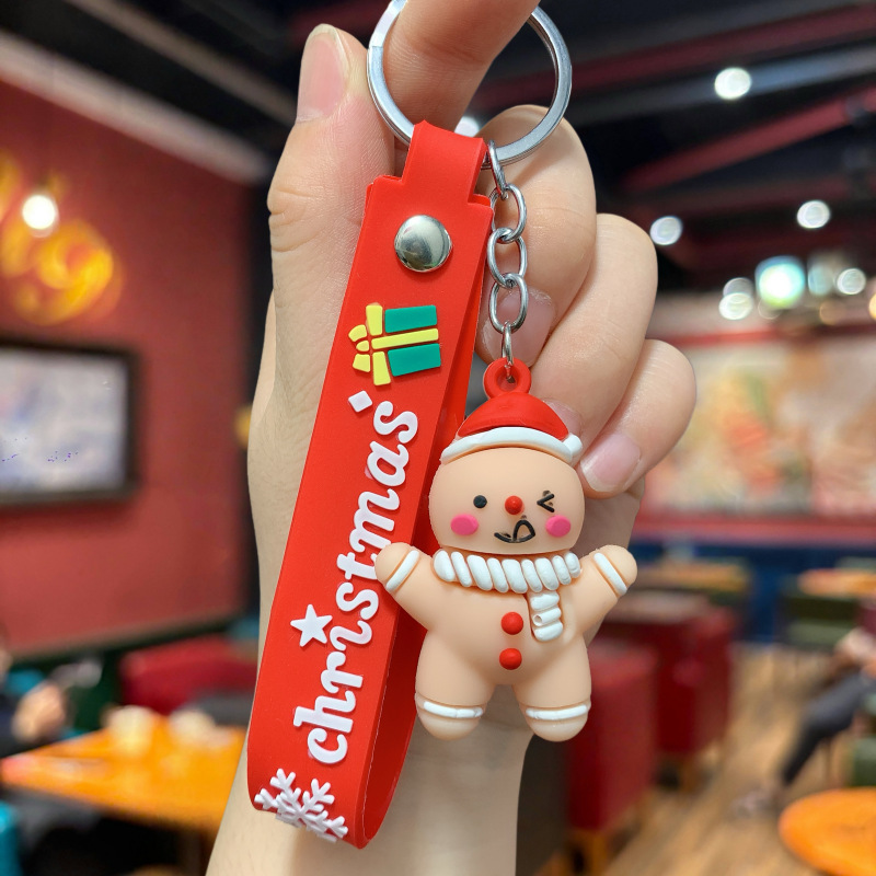 Synthetic resin plastic Eco-friendly PVC multiple 3D Santa Claus Christmas Tree Snowman keychains