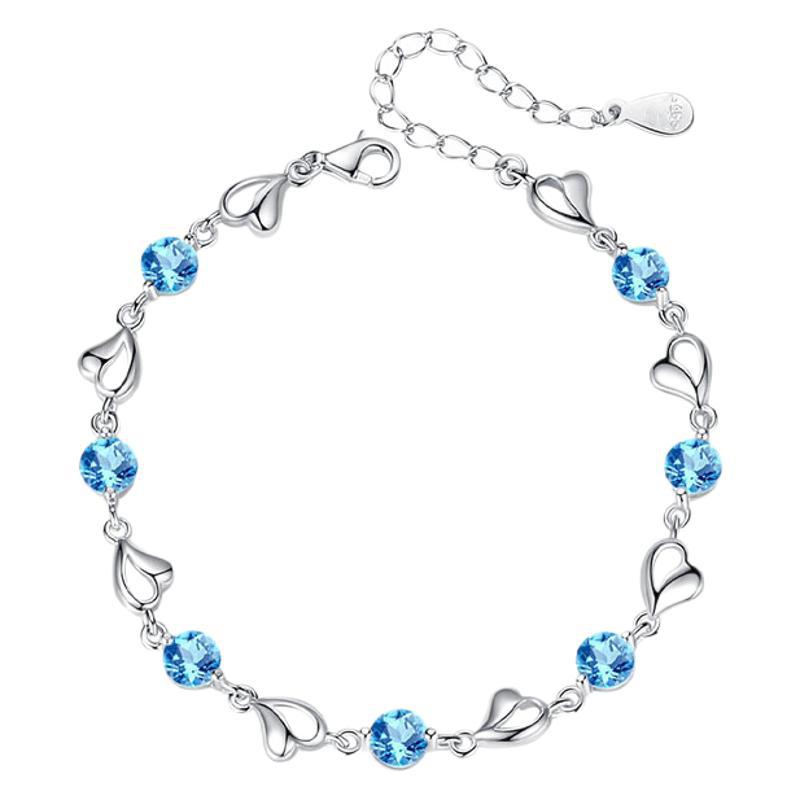 S925 5.7g 16.8cm+ 3.5cm extended chain sterling silver Heart of the Ocean Zircon bracelet  