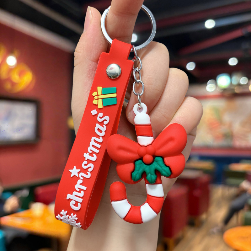 Synthetic resin plastic Eco-friendly PVC multiple 3D Santa Claus Christmas Tree Snowman keychains