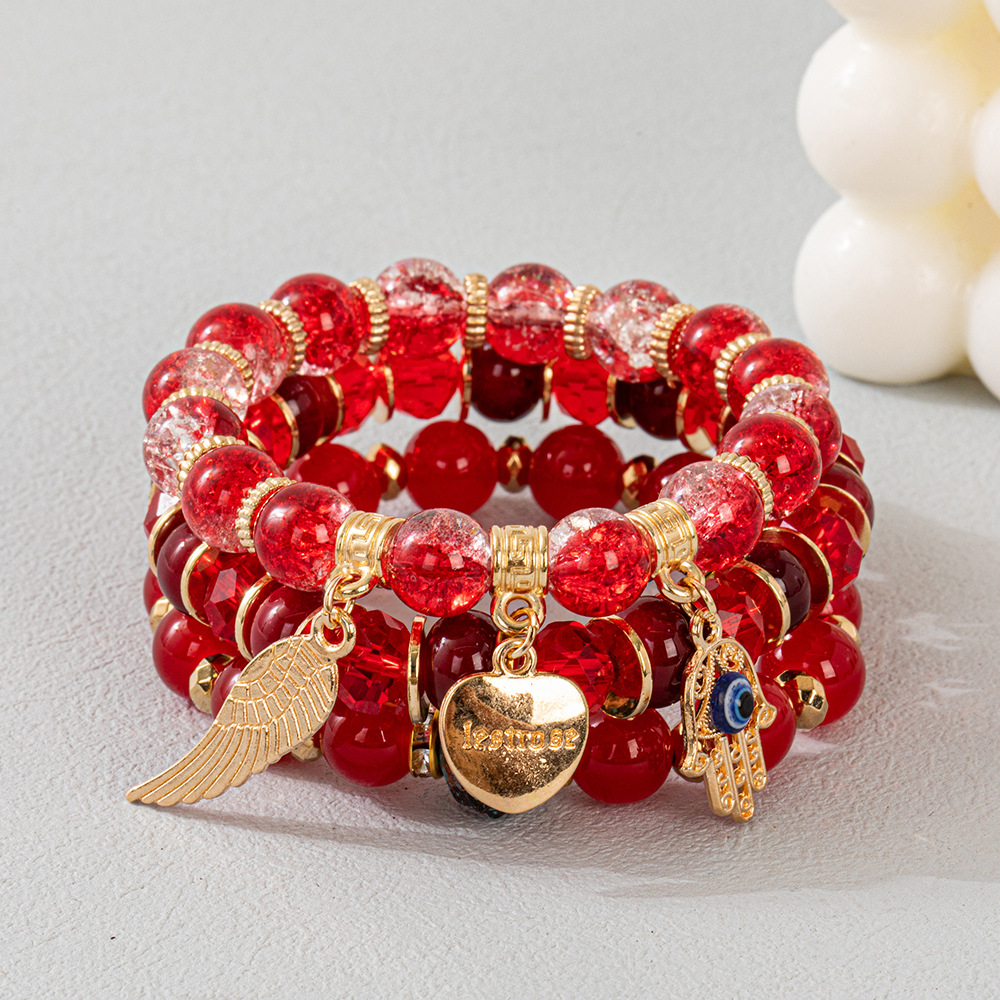 Multiple colors glass alloy resin coloured glaze 6mm Bohemian style Love Devil's Eye multi-layer bead bracelet