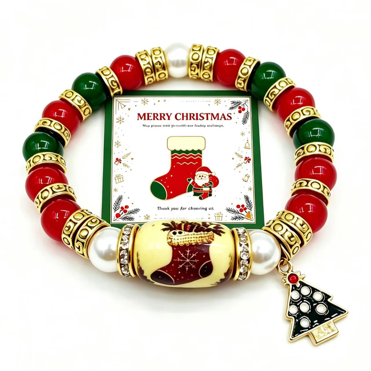 Multiple 10MM mixed material Christmas themed and Halloween themed bracelets