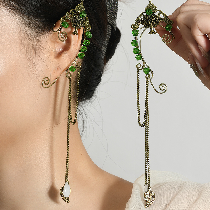 Alloy Material multiple styles 1 pair of Zircon Long tassels without ear holes ear clips ear hooks