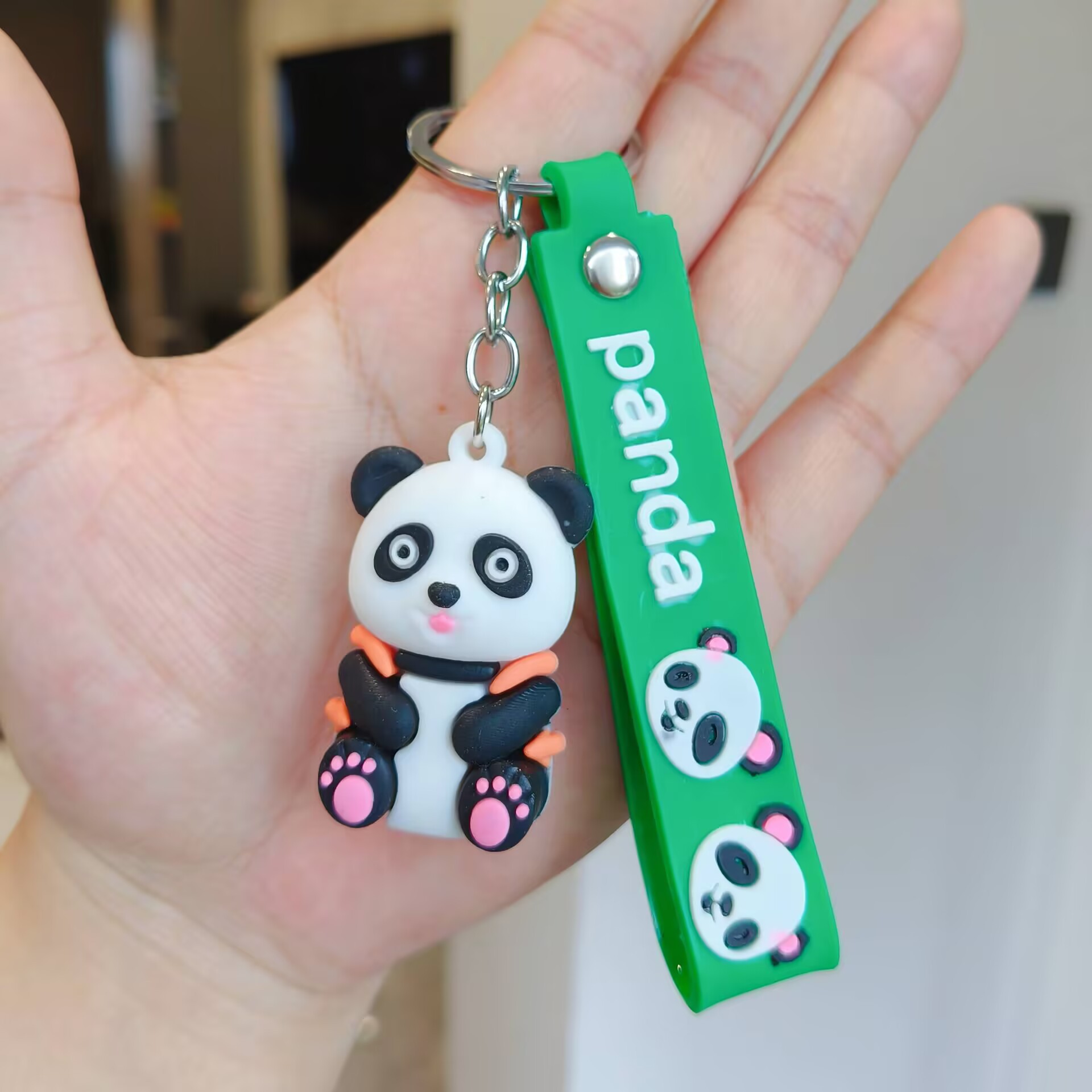 Synthetic resin plastic Eco-friendly PVC multiple Cartoon China-Chic Embraces Bamboo Panda Keychains