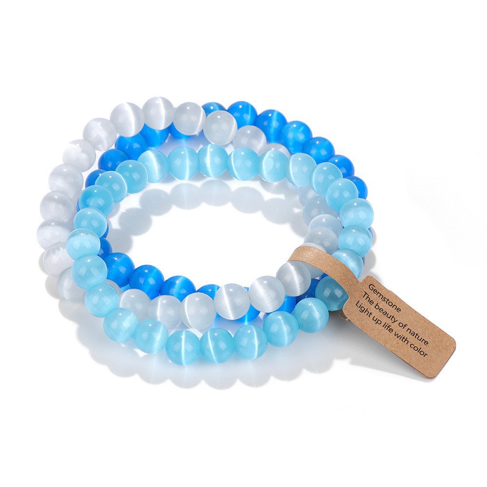 Multi color 8MM natural stone multi-layer stacked crystal bracelet