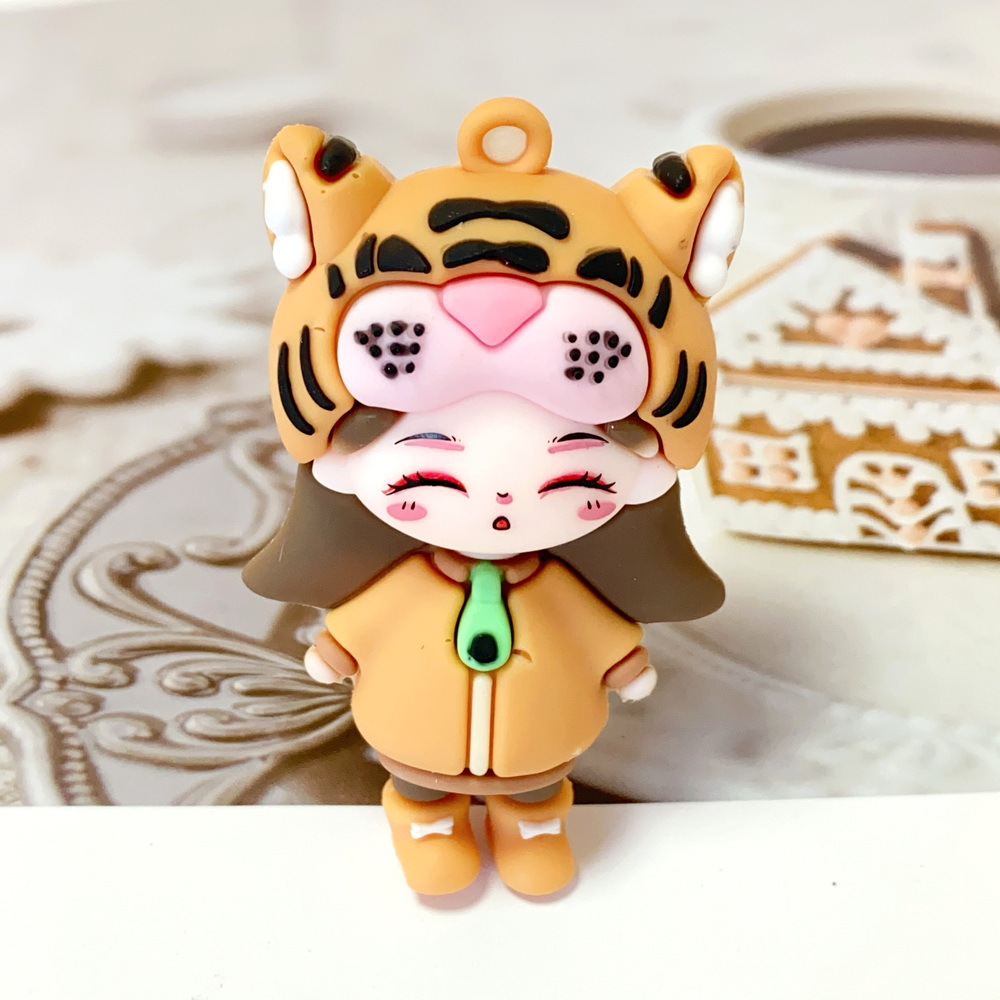 Synthetic resin plastic Eco-friendly PVC multiple Ancient Tang style dress for young ladies Keychains