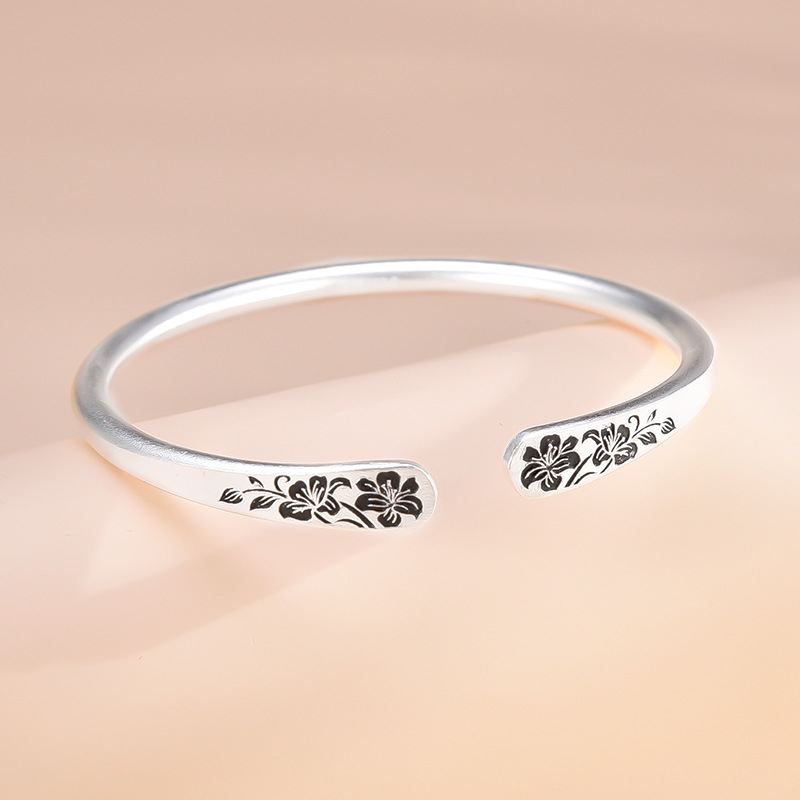 S990 23g Open design antique frosted lily solid bracelet