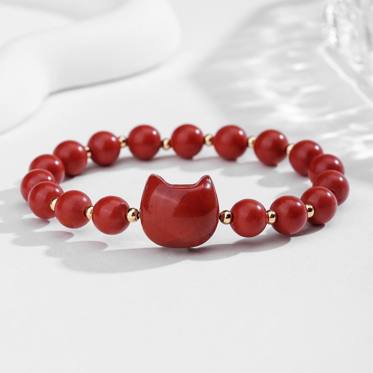 Bohemian 8MM multi material crystal cat eye bead bracelet