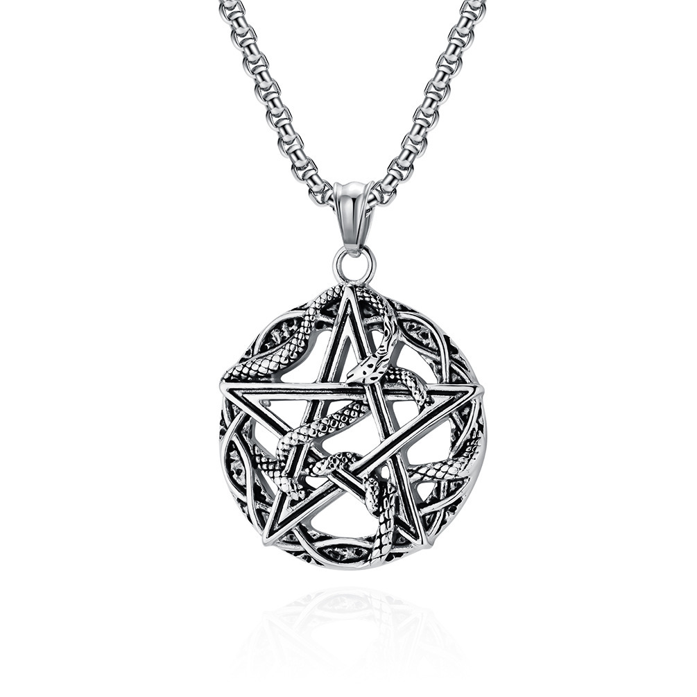 Alloy Material 55 CM Hip hop Rotating Pentagram Pendant Necklace