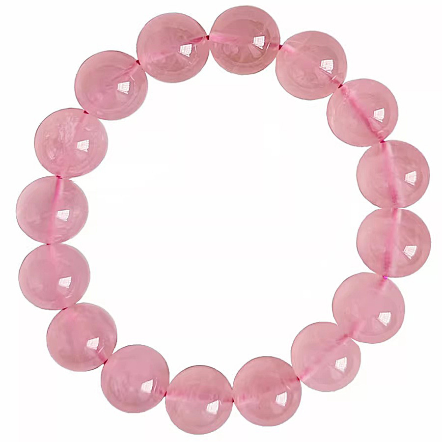 Multiple Sizes Single Circle Pink Strawberry Crystal Natural Crystal Bracelet