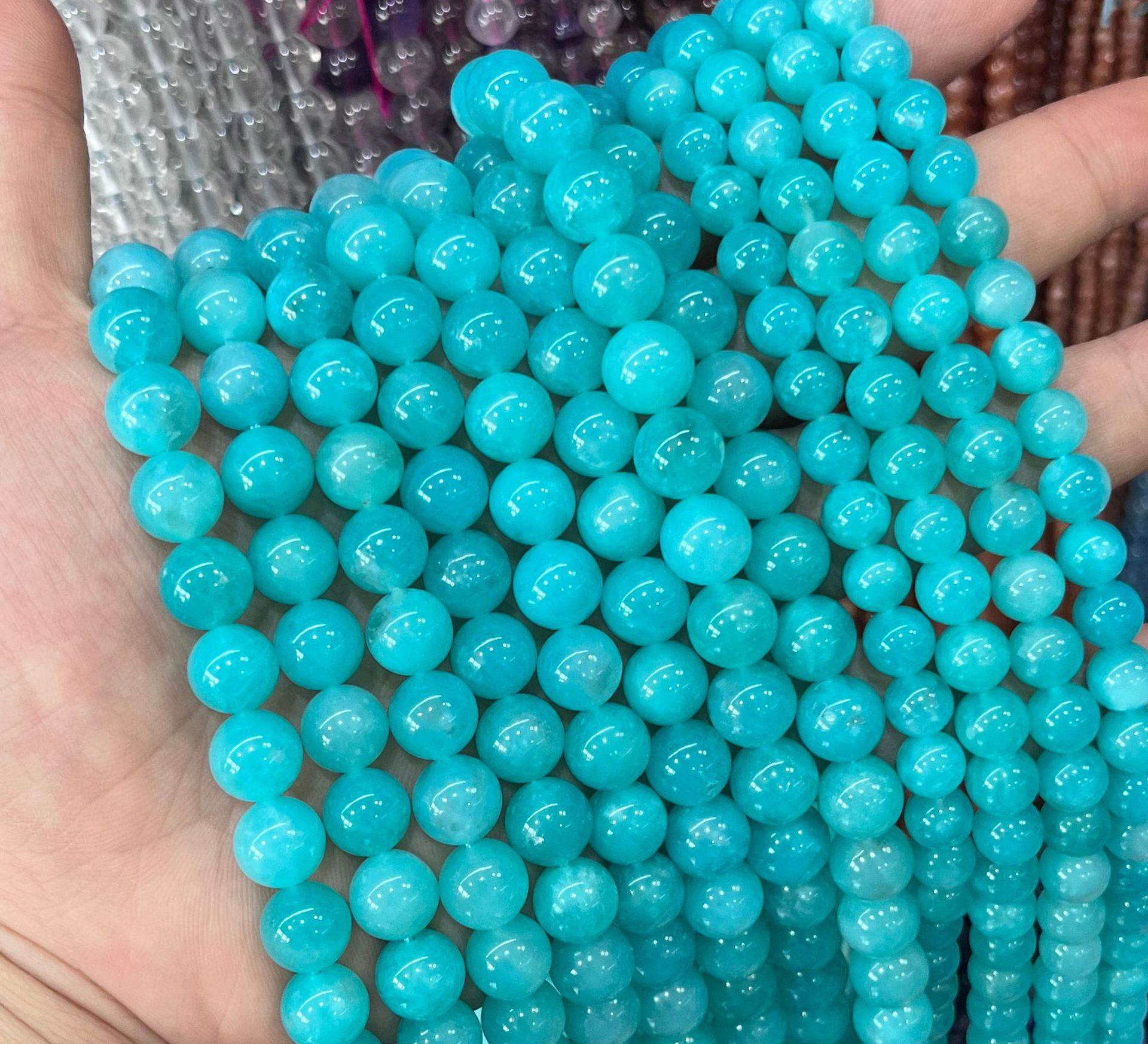 Multiple Sizes Single Circle Blue green Tianhe stone Natural Crystal Bracelet