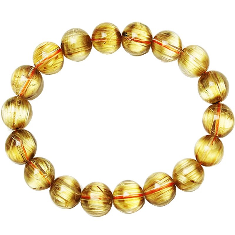 Multiple Sizes Single Circle Brazilian Yellow Hair Titanium Crystal Golden Hair Natural Crystal Bracelet
