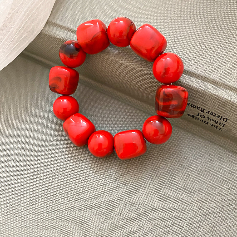 Multiple acrylic resin material geometric irregular circular bead bracelets