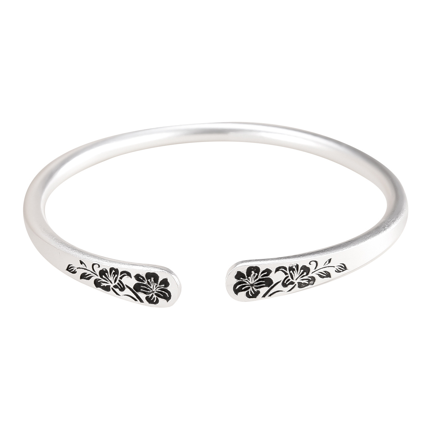 S990 23g Open design antique frosted lily solid bracelet