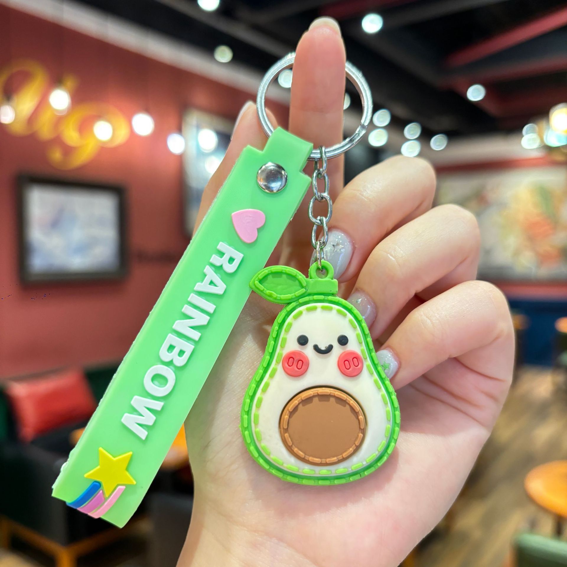 Synthetic resin plastic Eco-friendly PVC multiple simulation watermelon grape fruit shape keychains