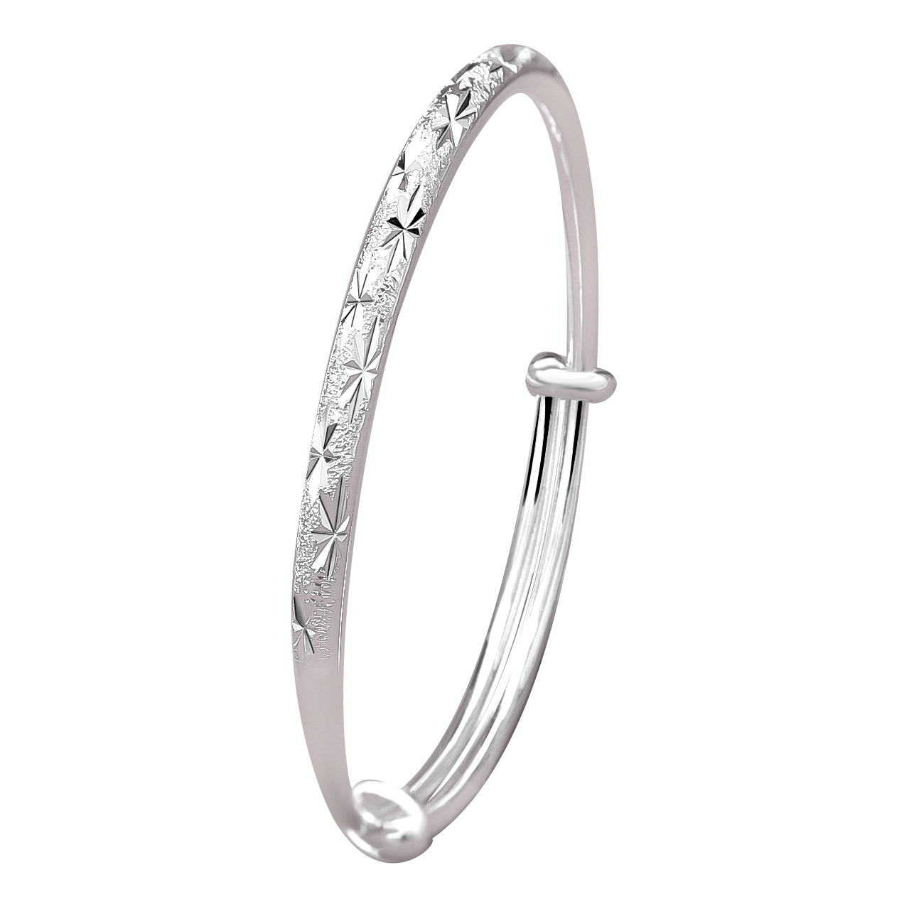 S990 15g Pure silver starry sky with sparkling stars push-pull bracelet