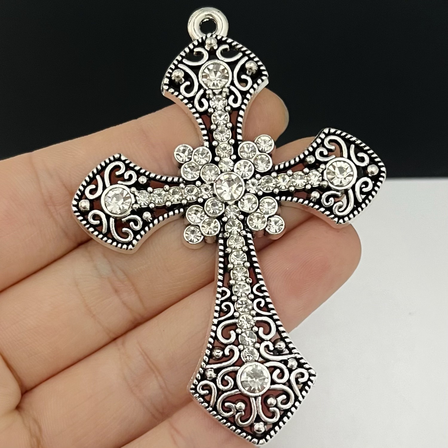 Alloy Material multiple styles 55 CM Gothic Skeleton Cross Pendant Necklace