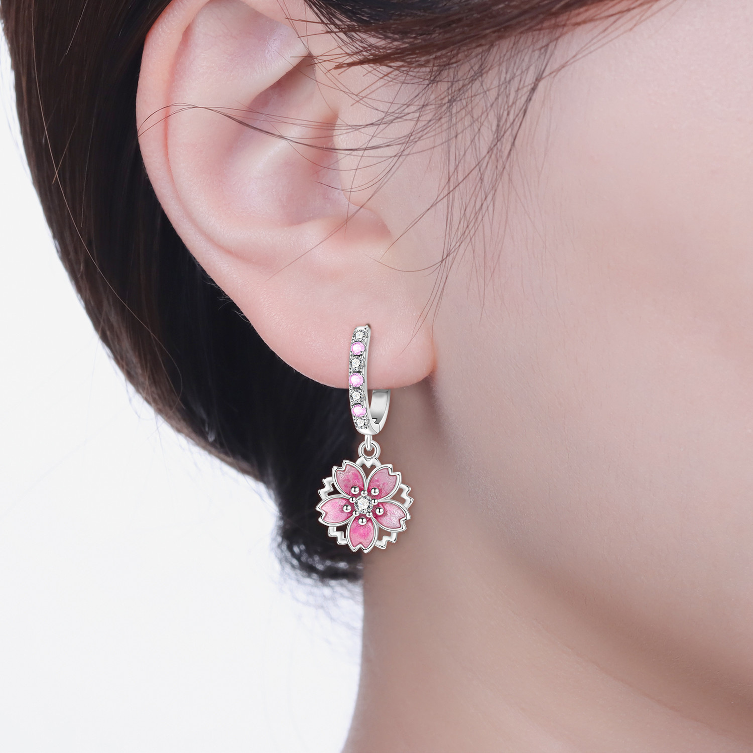 2026 5 style S925 Pure Silver New Hydrangea Flower Earrings Zircon Earrings
