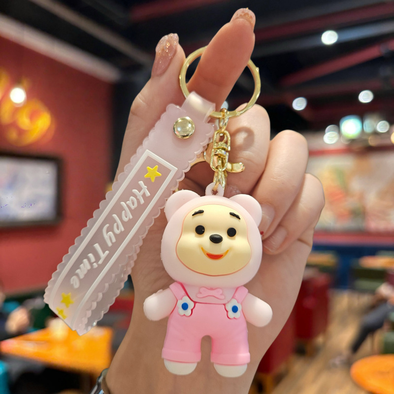 Synthetic resin plastic Eco-friendly PVC multiple Dropping Cute Bear Doll Keychains