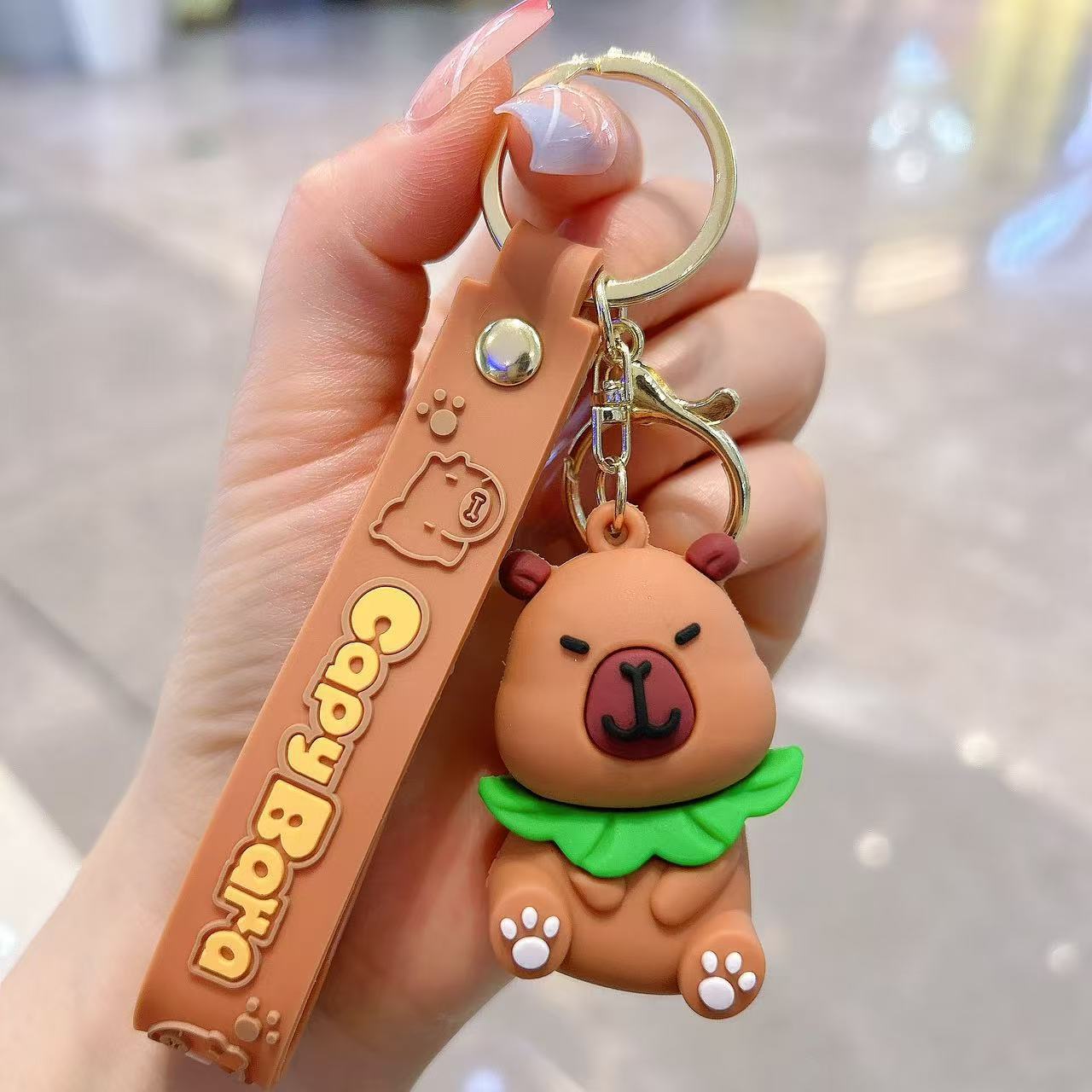 Synthetic resin plastic Eco-friendly PVC multiple 3D Cute Capibala Keychain Water Guinea Pig keychains