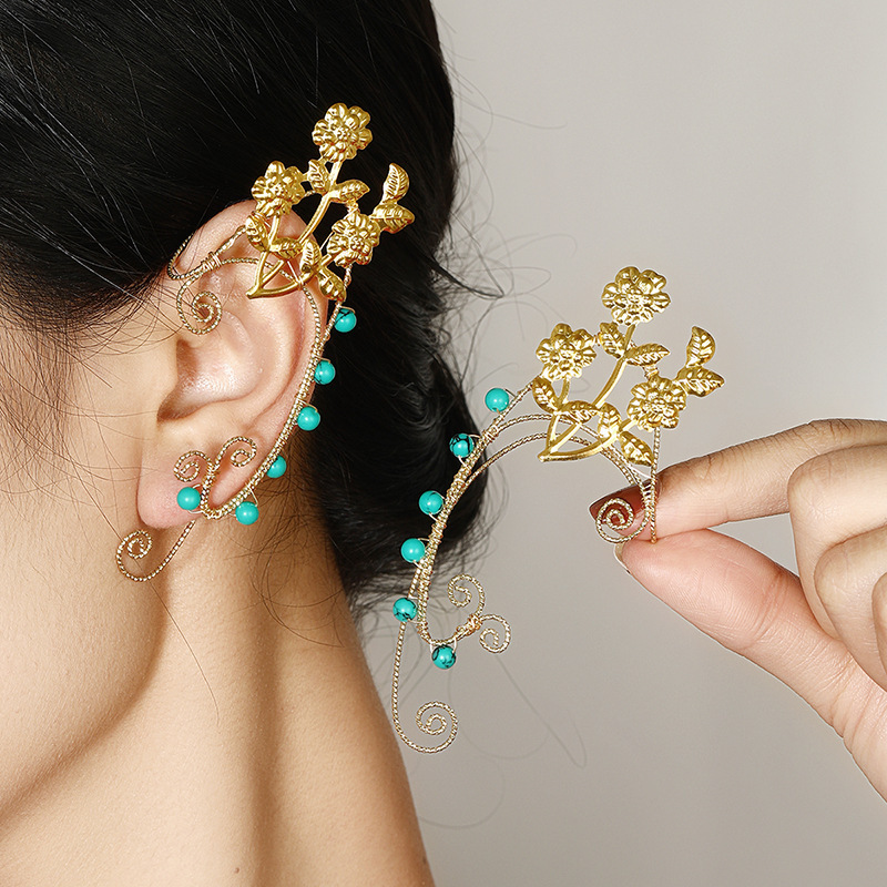[Copy]Alloy Material multiple styles 1 pair of Zircon Elf Leaf without ear holes ear clips ear hooks