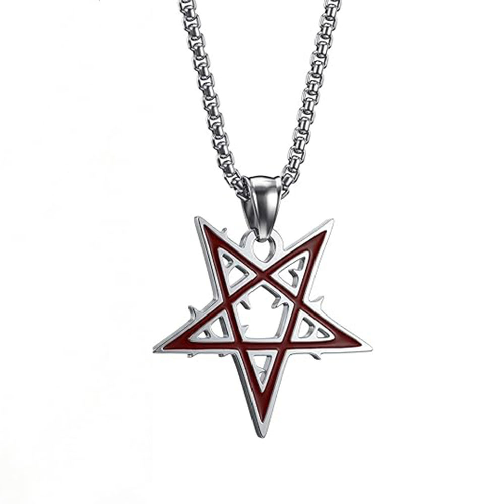 Alloy Material 55 CM Hip hop Rotating Pentagram Pendant Necklace