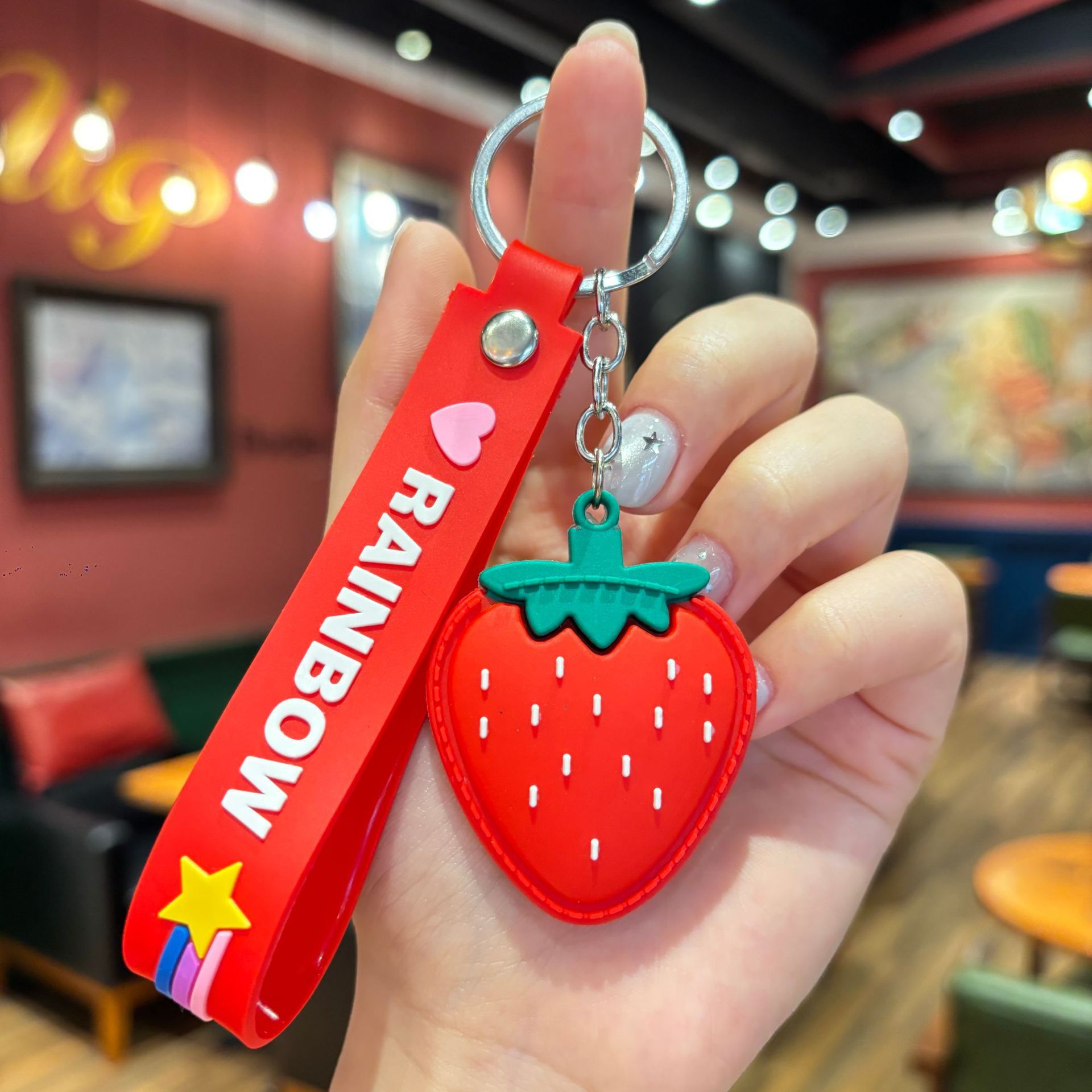 Synthetic resin plastic Eco-friendly PVC multiple simulation watermelon grape fruit shape keychains