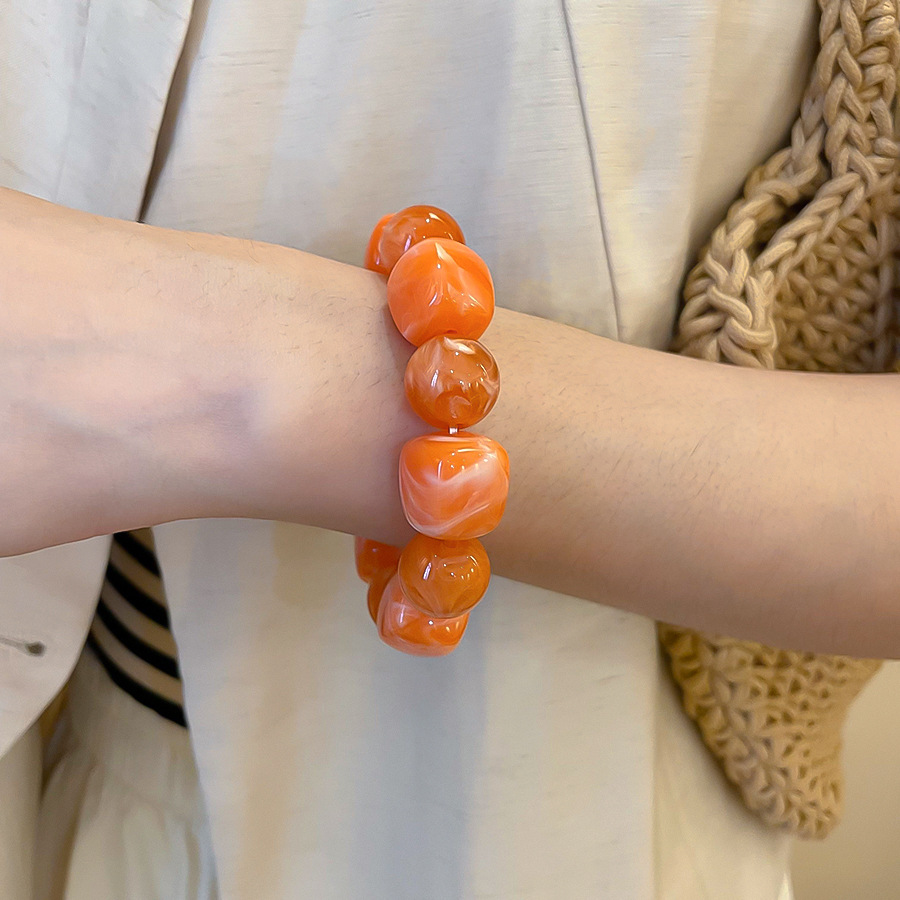 Multiple acrylic resin material geometric irregular circular bead bracelets